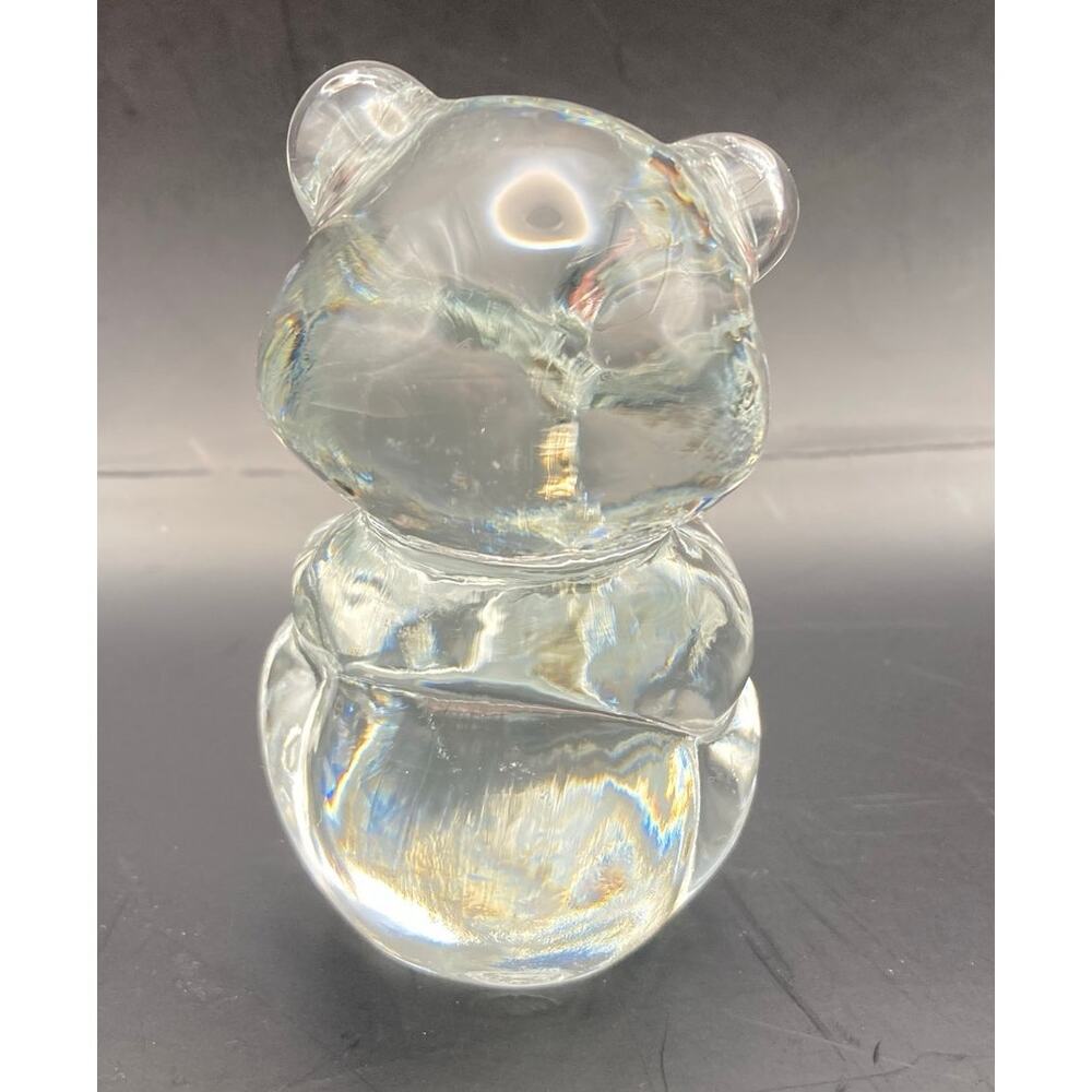 Fenton Clear Glass Art Sitting Bear 3 3/4" Tall Solid Paperweight Decorative - Picture 5 of 10